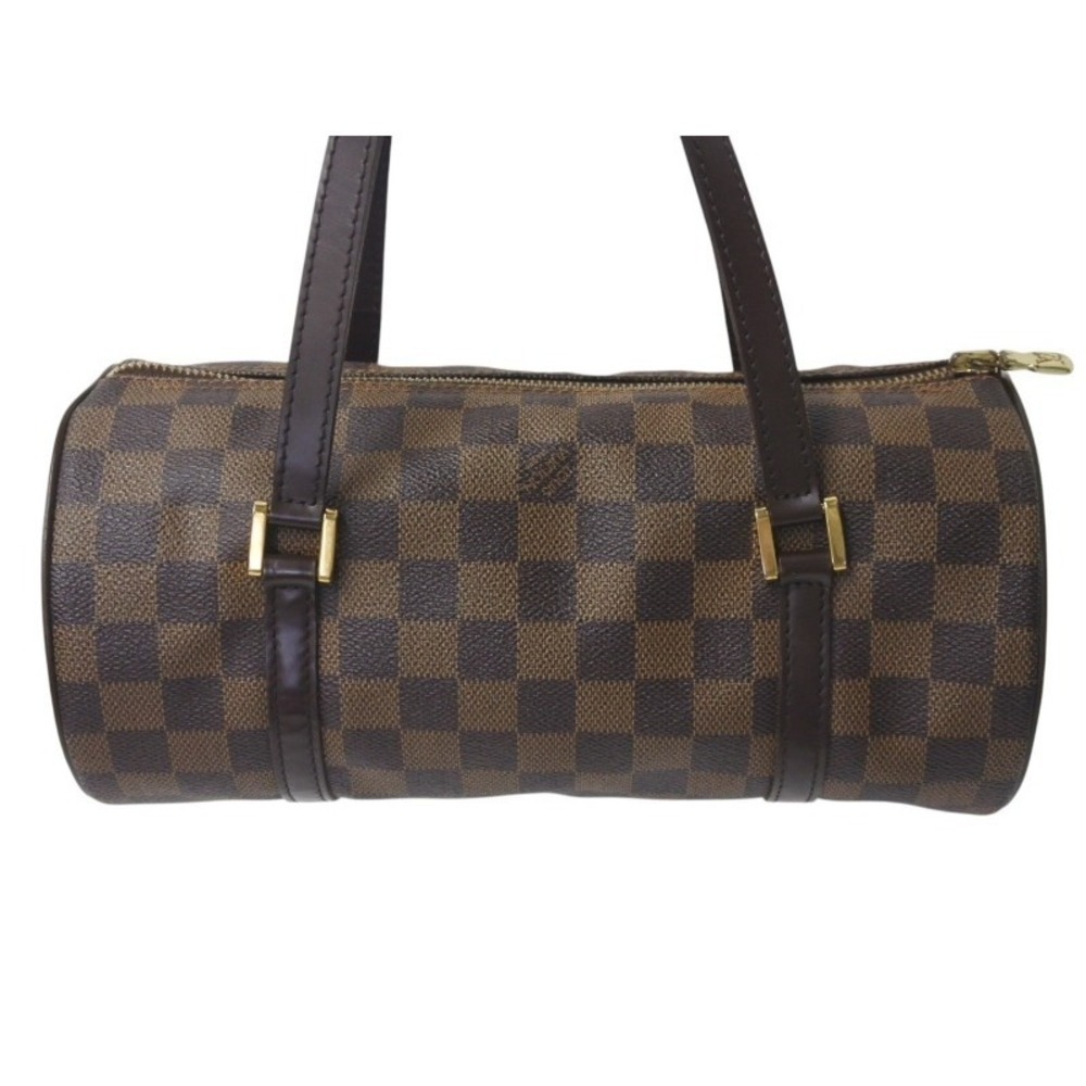 LOUIS VUITTON Papillon Handbag Damier Cylindrical Drum Shaped Ebene Brown - Picture 3 of 8